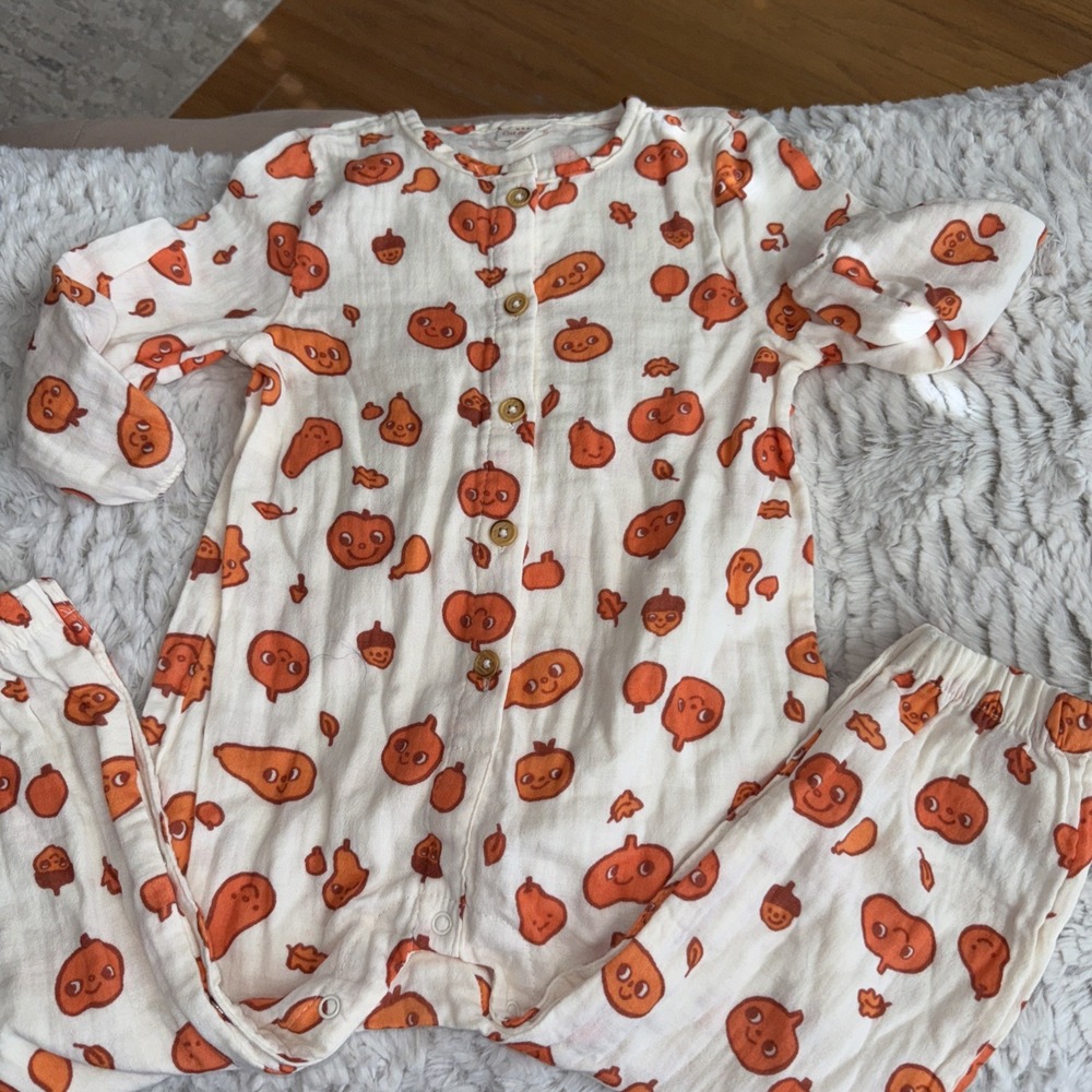 NWOT Unisex Baby Cat & Jack‎ Long Sleeve Pumpkin Print One Piece Sz 18M. 4929